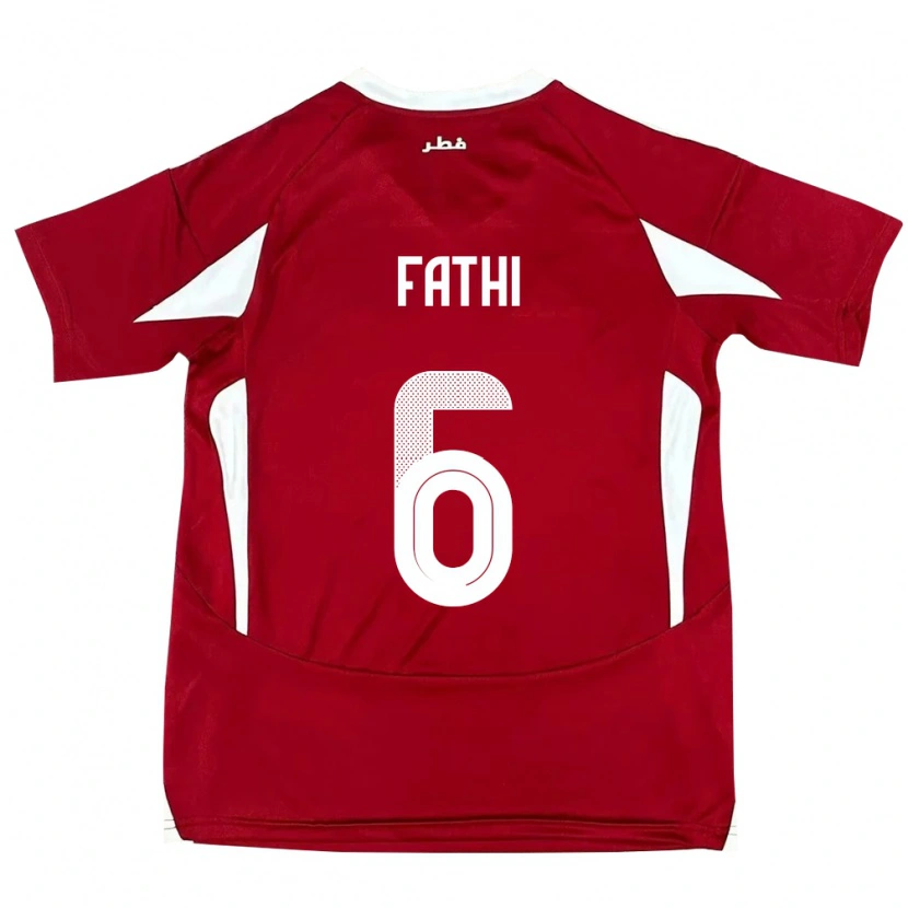 Danxen Mujer Camiseta Catar Ahmed Fathi #6 Rojo 1ª Equipación 24-26 La Camisa México
