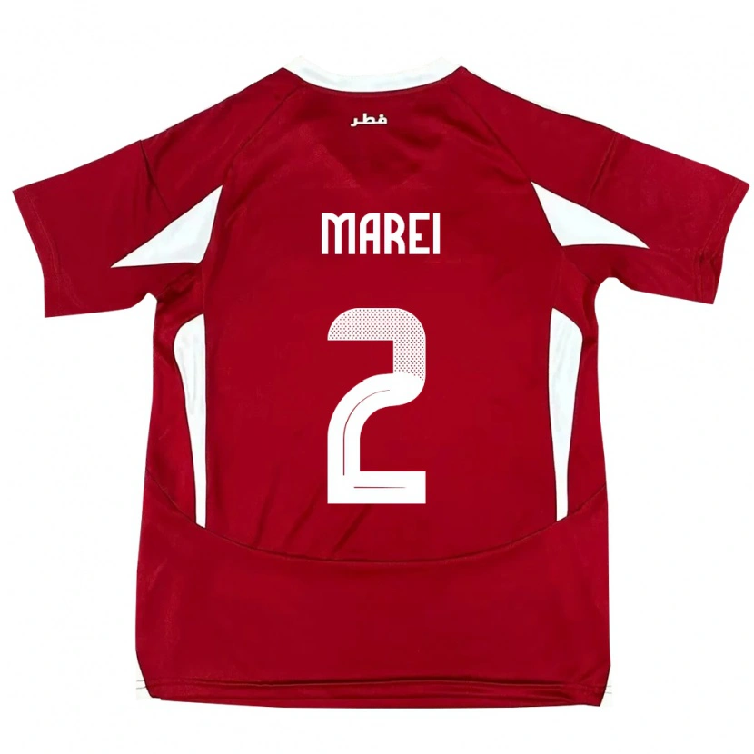 Danxen Mujer Camiseta Catar Yousef Marei #2 Rojo 1ª Equipación 24-26 La Camisa México