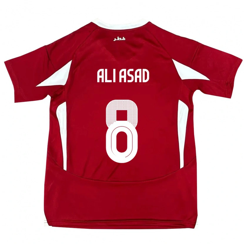 Danxen Mujer Camiseta Catar Ali Asad #8 Rojo 1ª Equipación 24-26 La Camisa México