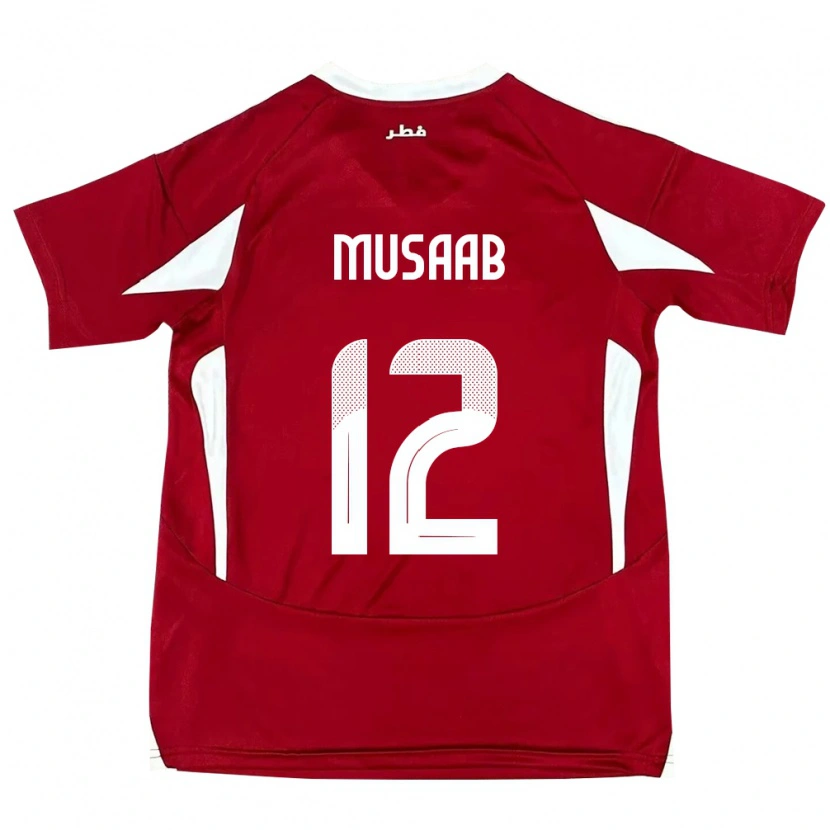 Danxen Mujer Camiseta Catar Musaab Khidir #12 Rojo 1ª Equipación 24-26 La Camisa México
