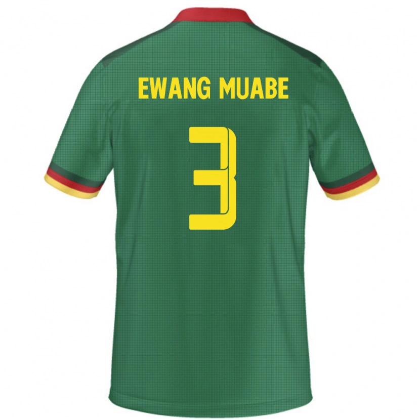 Danxen Mujer Camiseta Camerún Ebong Ewang Muabe #3 Verde 1ª Equipación 24-26 La Camisa México
