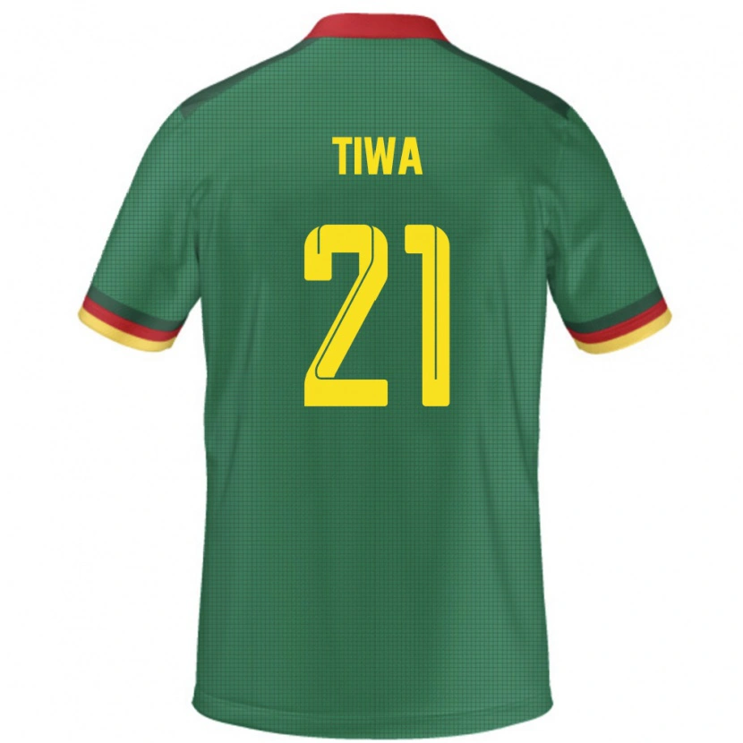 Danxen Mujer Camiseta Camerún Yvan Tiwa #21 Verde 1ª Equipación 24-26 La Camisa México