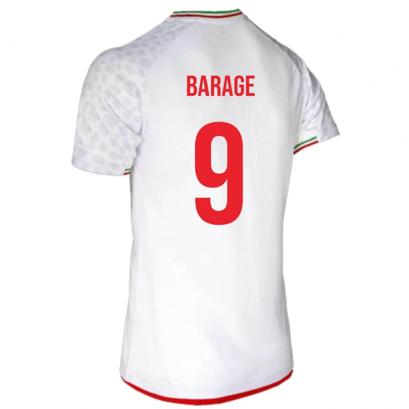 Danxen Mujer Camiseta Irán Yaghoub Barage #9 Blanco 1ª Equipación 24-26 La Camisa México