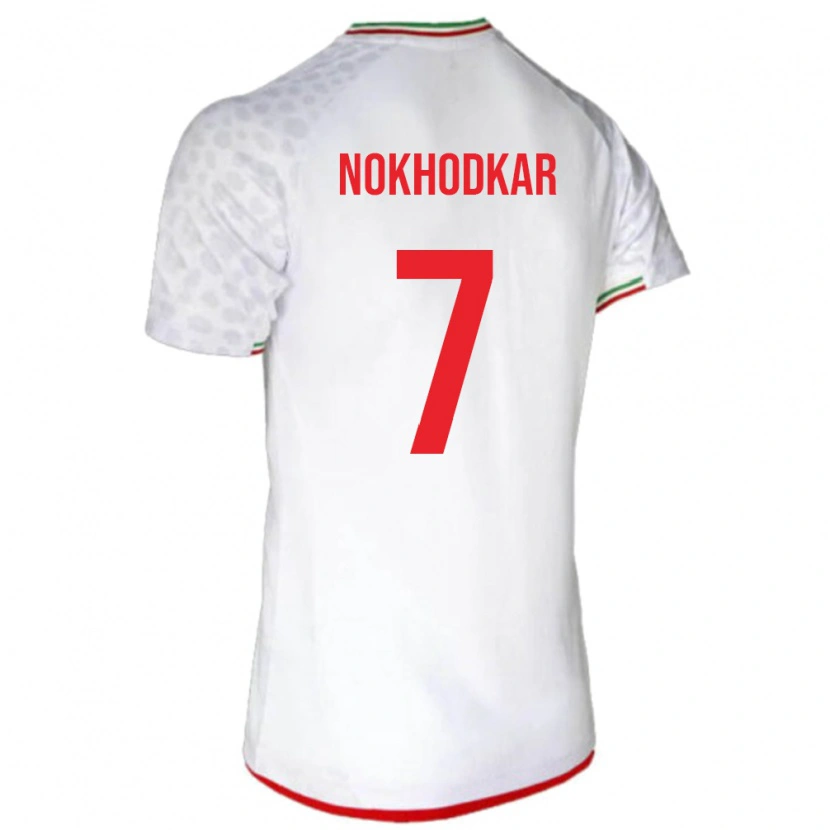 Danxen Mujer Camiseta Irán Hossein Nokhodkar #7 Blanco 1ª Equipación 24-26 La Camisa México