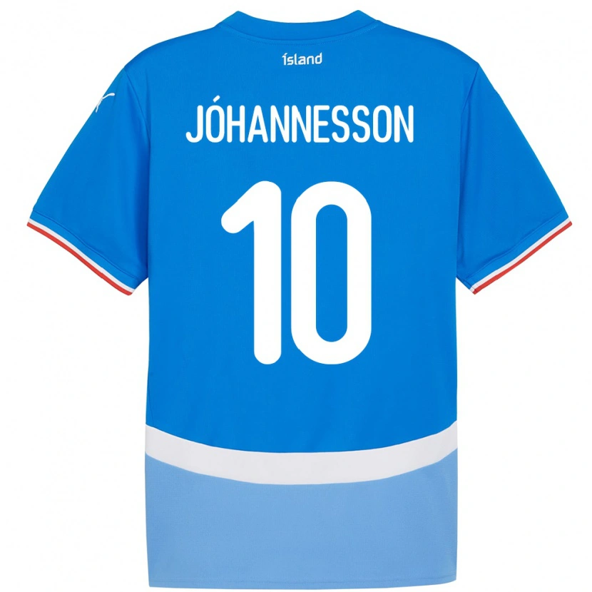 Danxen Mujer Camiseta Islandia Ísak Jóhannesson #10 Azul 1ª Equipación 24-26 La Camisa México