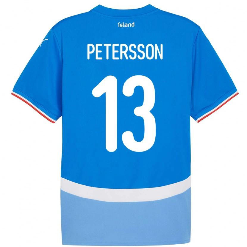 Danxen Mujer Camiseta Islandia Lúkas Petersson #13 Azul 1ª Equipación 24-26 La Camisa México