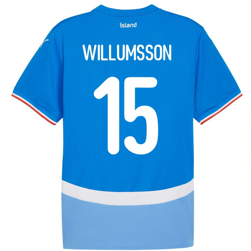 Danxen Mujer Camiseta Islandia Willum Thór Willumsson #15 Azul 1ª Equipación 24-26 La Camisa México