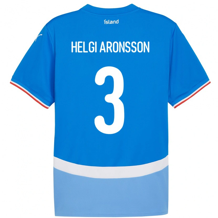 Danxen Mujer Camiseta Islandia Davíd Helgi Aronsson #3 Azul 1ª Equipación 24-26 La Camisa México