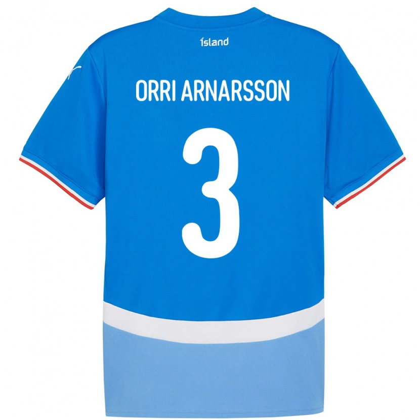 Danxen Mujer Camiseta Islandia Egill Orri Arnarsson #3 Azul 1ª Equipación 24-26 La Camisa México
