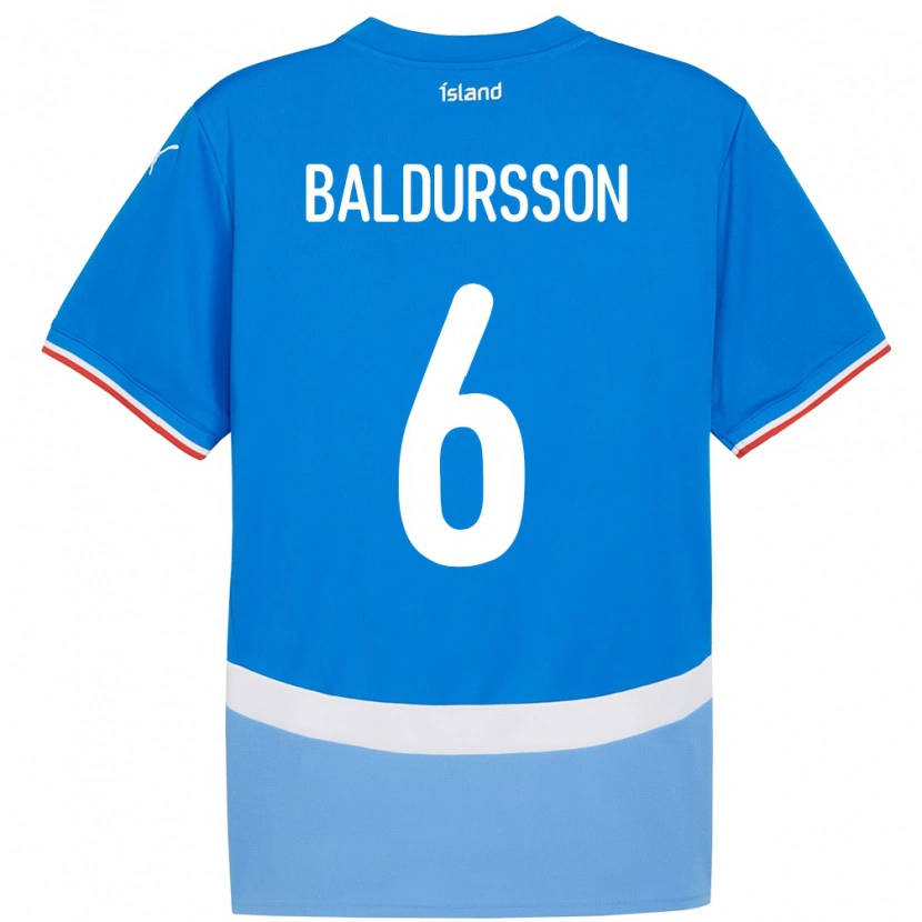 Danxen Mujer Camiseta Islandia Breki Baldursson #6 Azul 1ª Equipación 24-26 La Camisa México