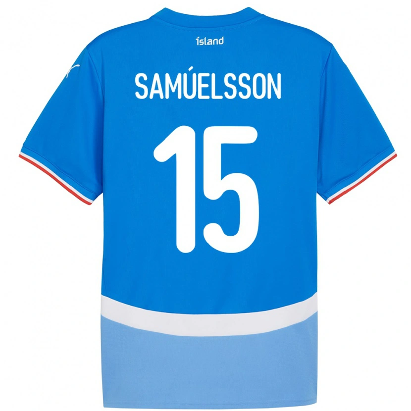 Danxen Mujer Camiseta Islandia Birkir Hrafn Samúelsson #15 Azul 1ª Equipación 24-26 La Camisa México