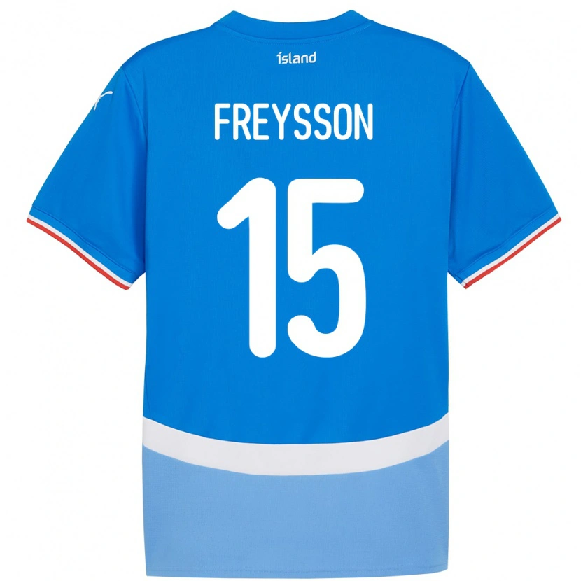 Danxen Mujer Camiseta Islandia Fjölnir Freysson #15 Azul 1ª Equipación 24-26 La Camisa México