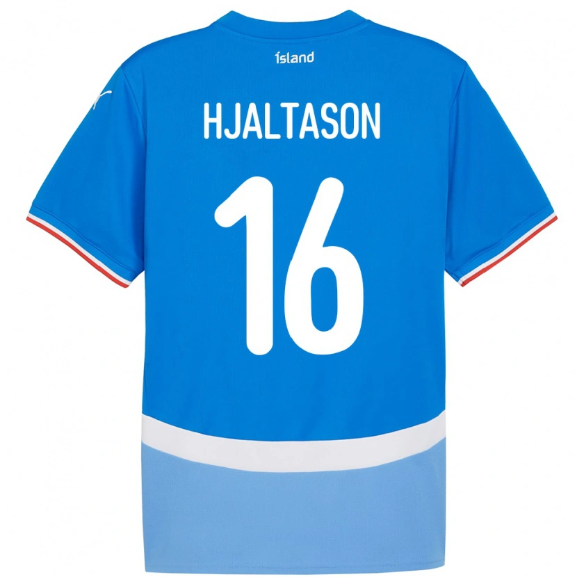 Danxen Mujer Camiseta Islandia Kristian Hjaltason #16 Azul 1ª Equipación 24-26 La Camisa México