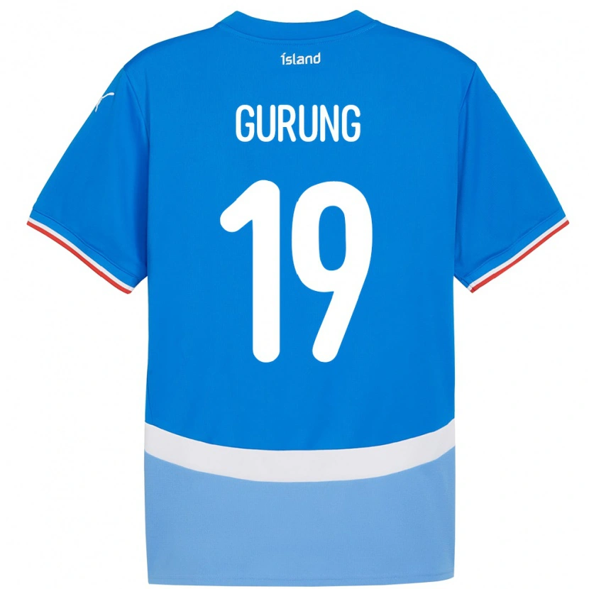 Danxen Mujer Camiseta Islandia Karan Gurung #19 Azul 1ª Equipación 24-26 La Camisa México