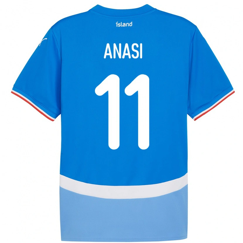 Danxen Mujer Camiseta Islandia Natasha Anasi #11 Azul 1ª Equipación 24-26 La Camisa México