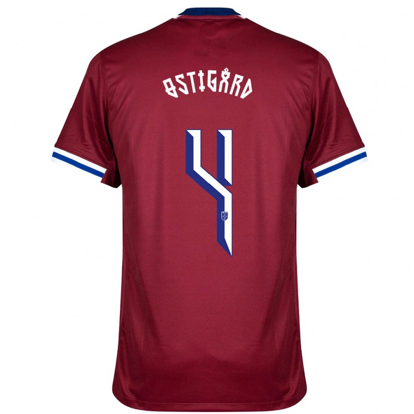 Danxen Mujer Camiseta Noruega Leo Østigård #4 Rojo Azul Blanco 1ª Equipación 24-26 La Camisa México