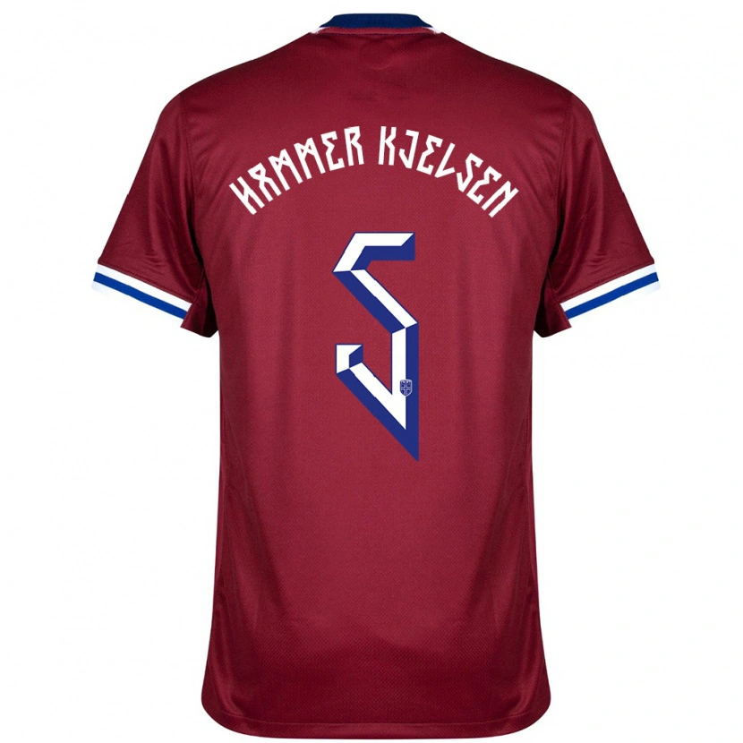 Danxen Mujer Camiseta Noruega Aleksander Hammer Kjelsen #5 Rojo Azul Blanco 1ª Equipación 24-26 La Camisa México