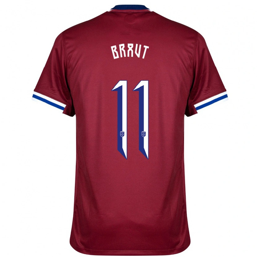 Danxen Mujer Camiseta Noruega Daniel Braut #11 Rojo Azul Blanco 1ª Equipación 24-26 La Camisa México