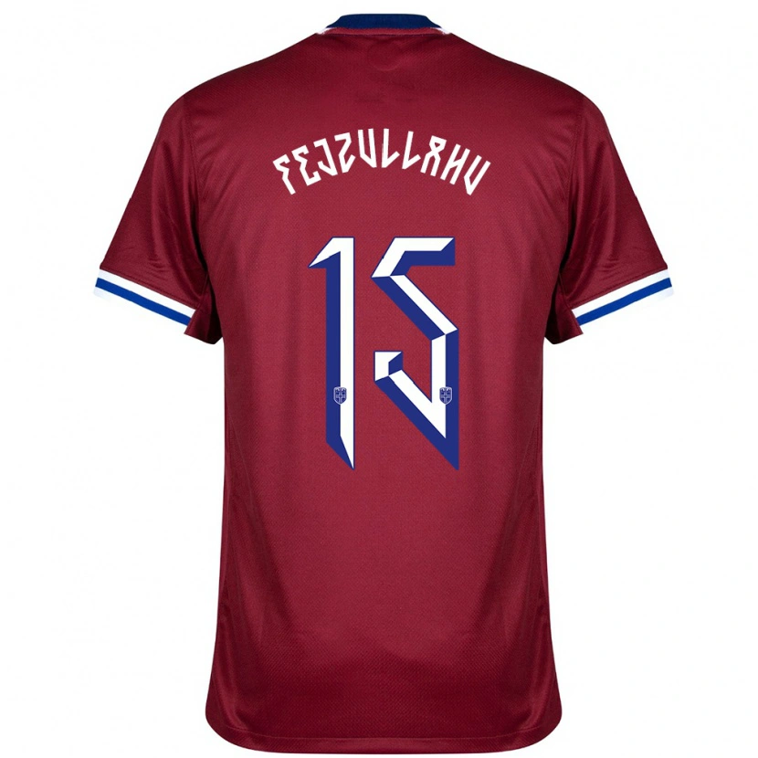 Danxen Mujer Camiseta Noruega Arigon Fejzullahu #15 Rojo Azul Blanco 1ª Equipación 24-26 La Camisa México