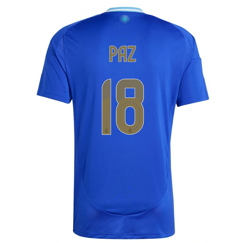 Danxen Mujer Camiseta Argentina Nico Paz #18 Azul 2ª Equipación 24-26 La Camisa México