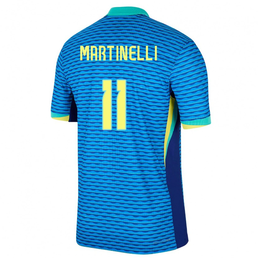 Danxen Mujer Camiseta Brasil Gabriel Martinelli #11 Azul 2ª Equipación 24-26 La Camisa México