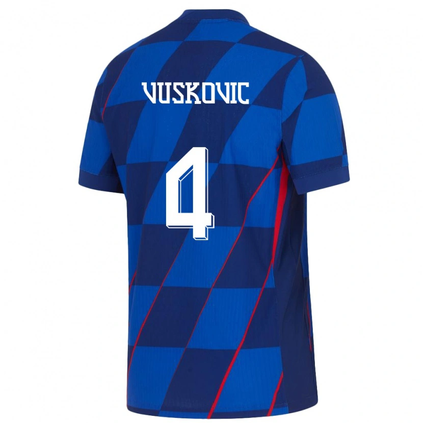 Danxen Mujer Camiseta Croacia Luka Vuskovic #4 Azul 2ª Equipación 24-26 La Camisa México