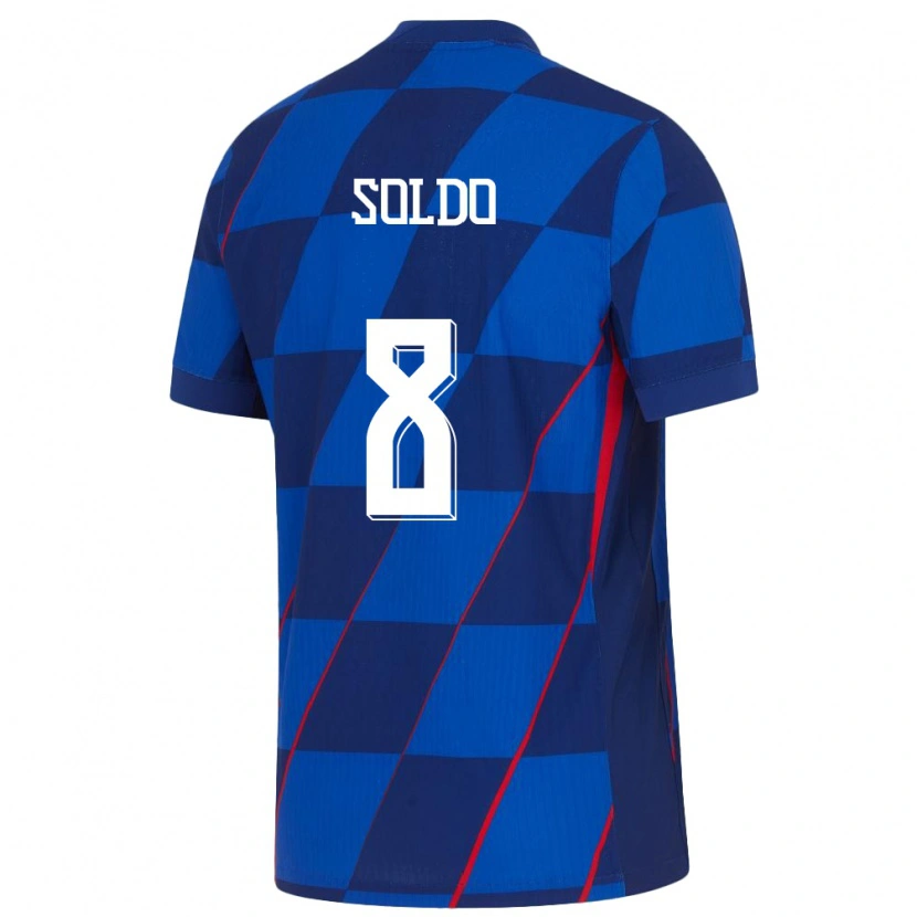 Danxen Mujer Camiseta Croacia Marko Soldo #8 Azul 2ª Equipación 24-26 La Camisa México