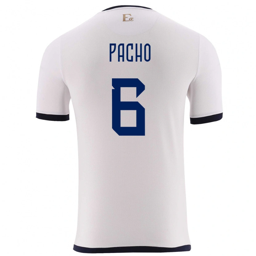 Danxen Mujer Camiseta Ecuador Willian Pacho #6 Blanco 2ª Equipación 24-26 La Camisa México
