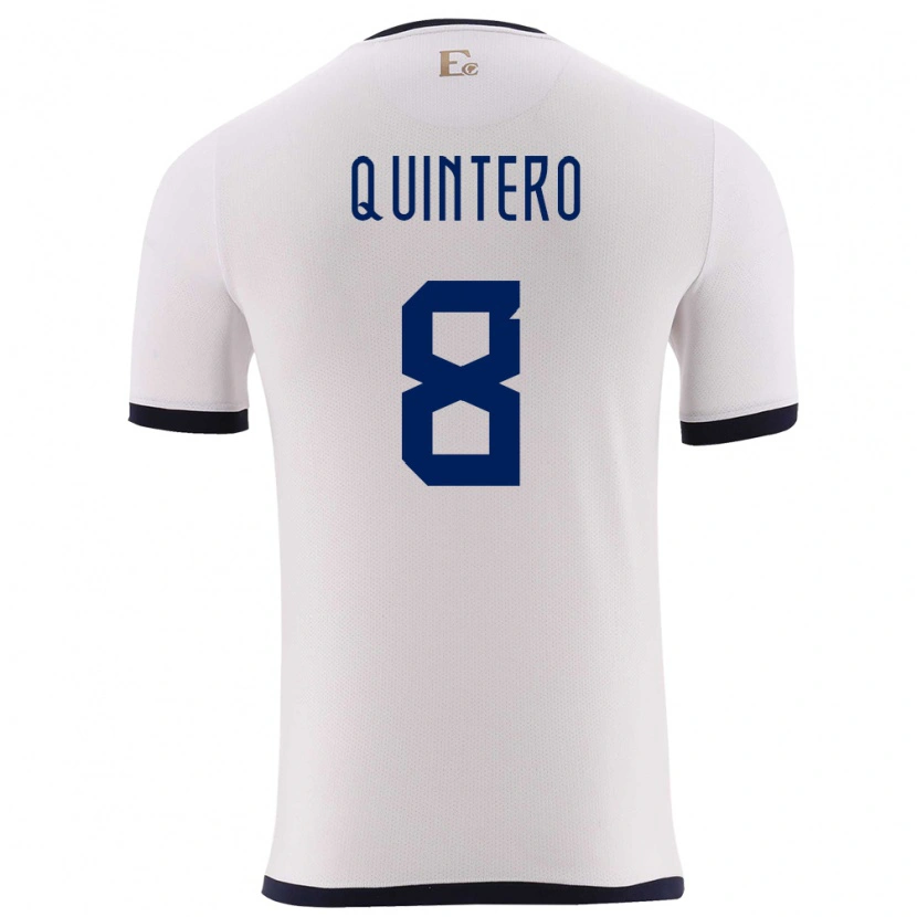 Danxen Mujer Camiseta Ecuador Hólger Quintero #8 Blanco 2ª Equipación 24-26 La Camisa México