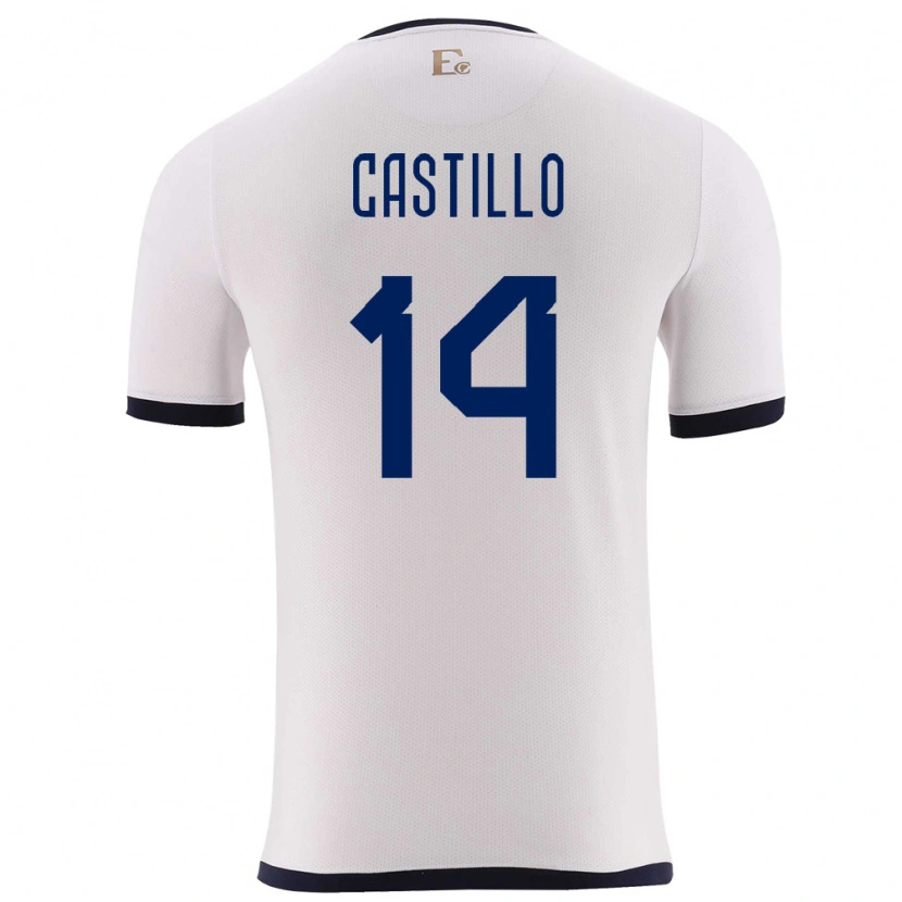 Danxen Mujer Camiseta Ecuador Darío Castillo #14 Blanco 2ª Equipación 24-26 La Camisa México