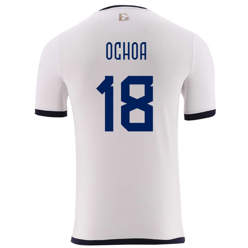 Danxen Mujer Camiseta Ecuador Youri Ochoa #18 Blanco 2ª Equipación 24-26 La Camisa México