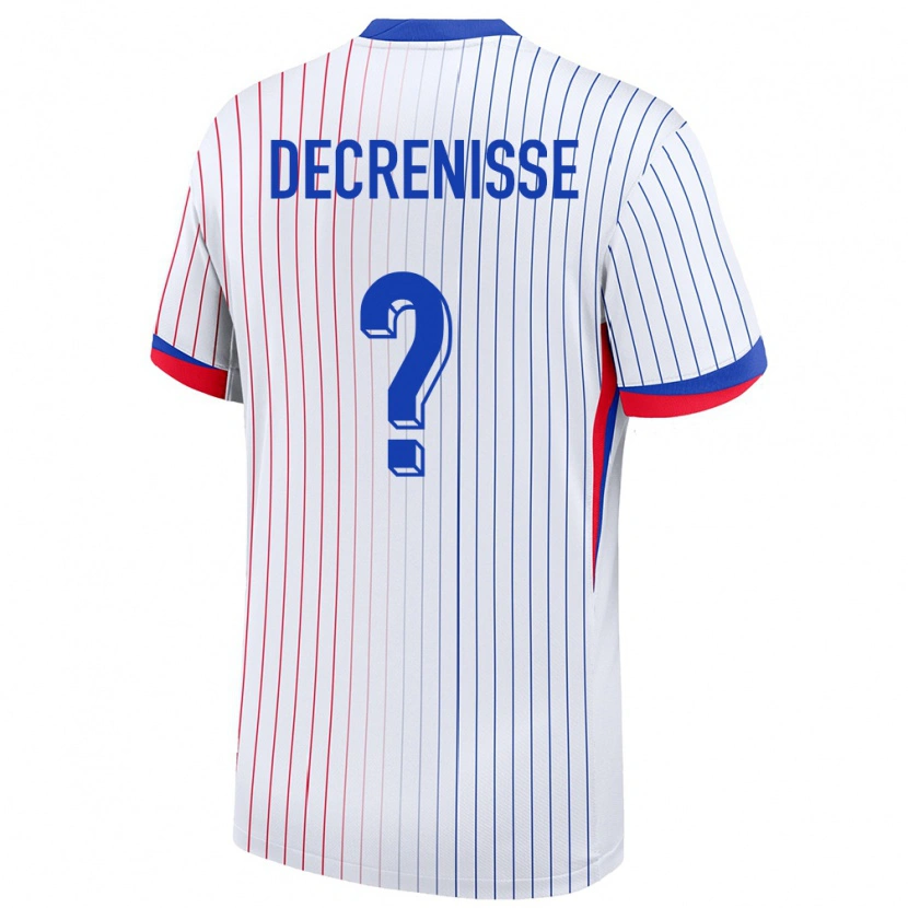 Danxen Mujer Camiseta Francia Axel Decrenisse #0 Blanco 2ª Equipación 24-26 La Camisa México