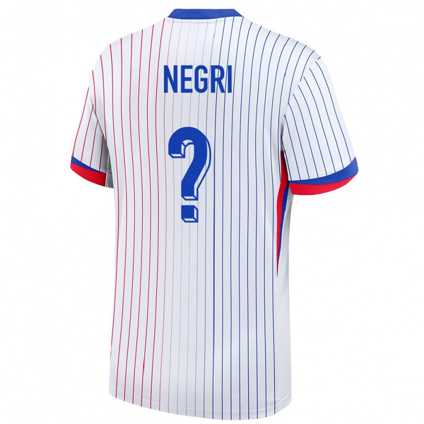 Danxen Mujer Camiseta Francia Kylian Negri #0 Blanco 2ª Equipación 24-26 La Camisa México