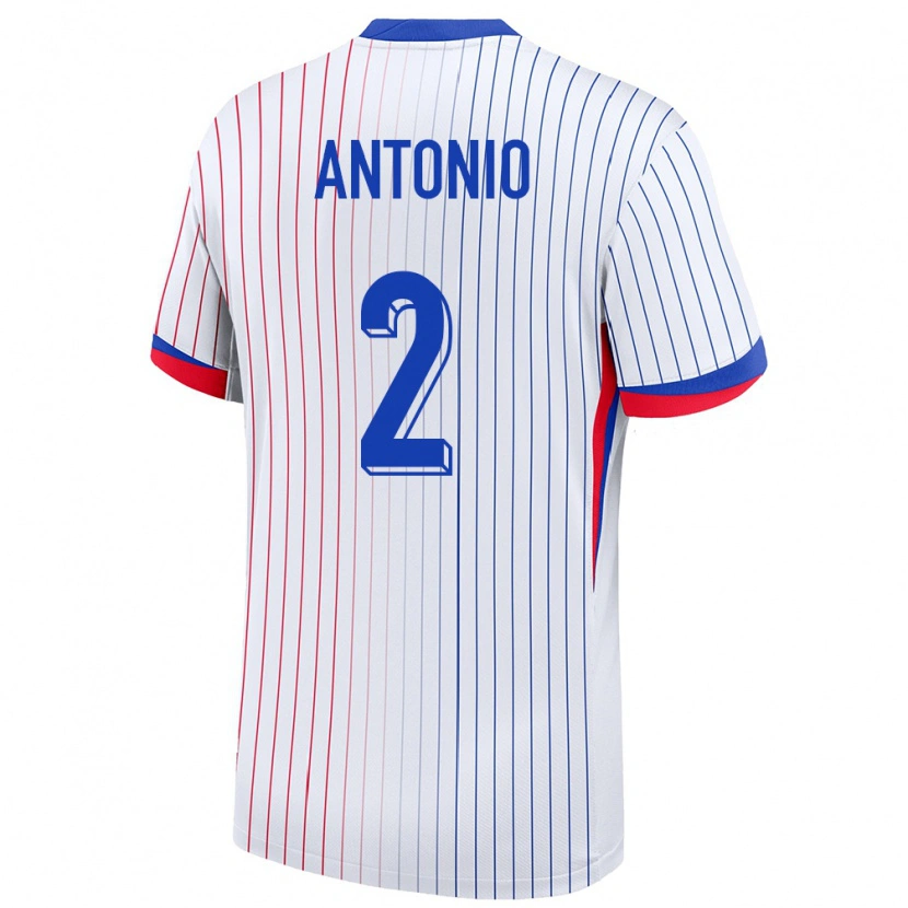 Danxen Mujer Camiseta Francia Kyllian Antonio #2 Blanco 2ª Equipación 24-26 La Camisa México