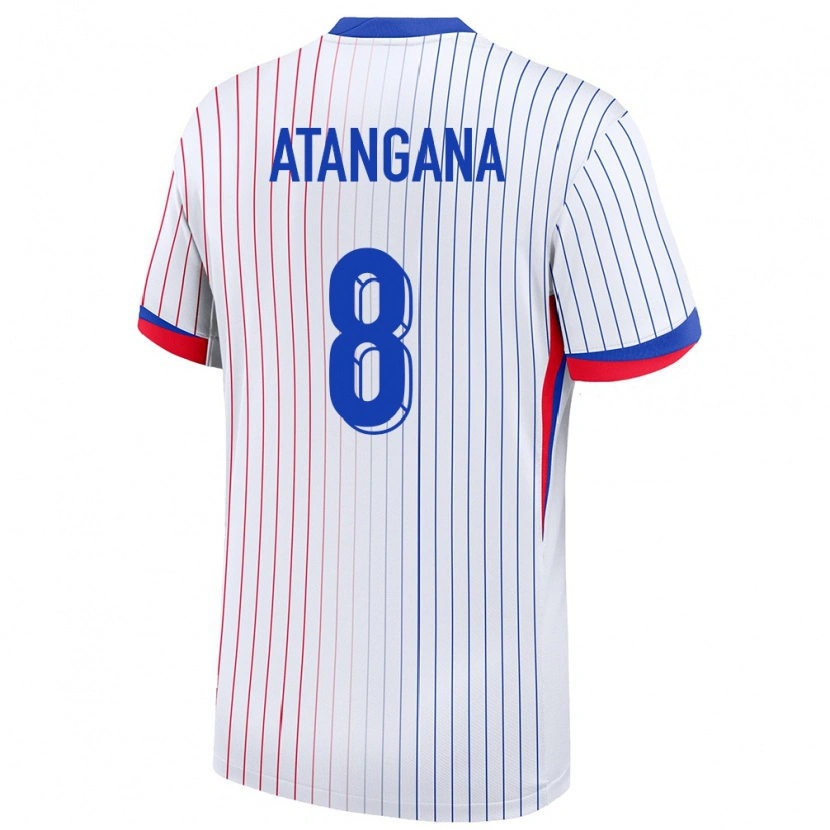 Danxen Mujer Camiseta Francia Valentin Atangana #8 Blanco 2ª Equipación 24-26 La Camisa México