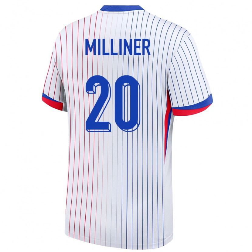 Danxen Mujer Camiseta Francia Léo Milliner #20 Blanco 2ª Equipación 24-26 La Camisa México