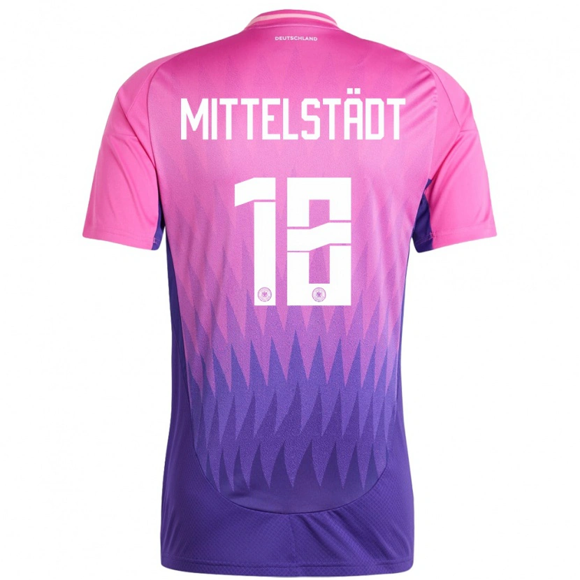 Danxen Mujer Camiseta Alemania Maximilian Mittelstädt #18 Rosado Morado 2ª Equipación 24-26 La Camisa México
