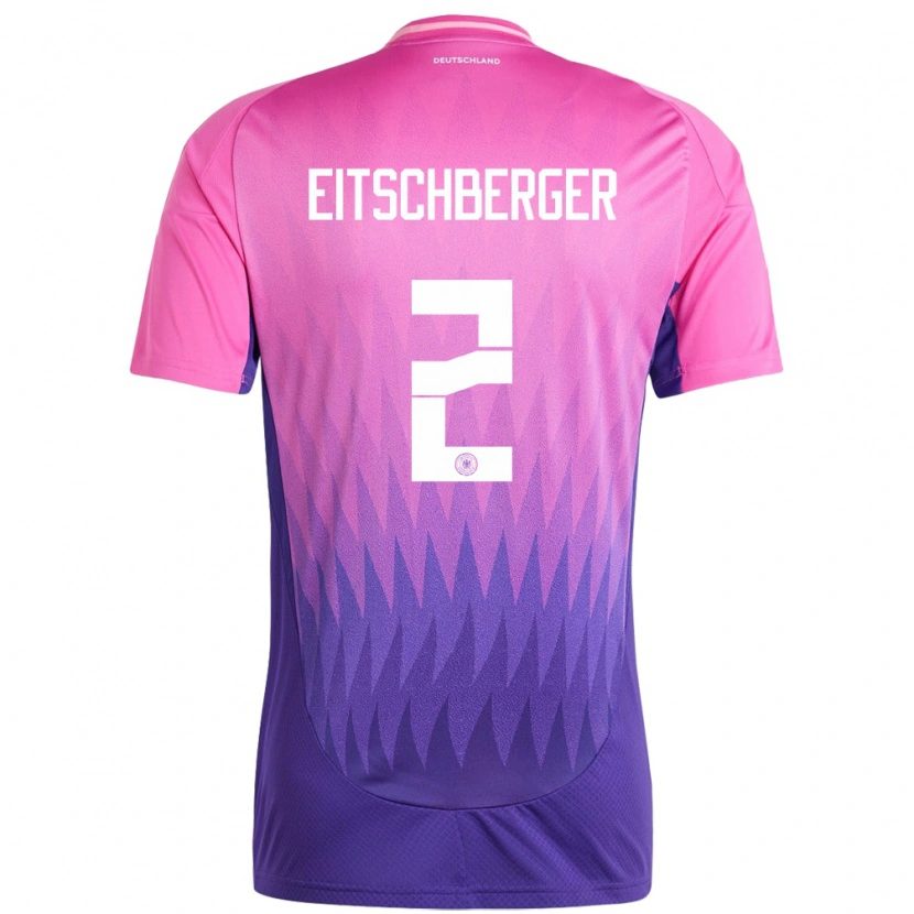 Danxen Mujer Camiseta Alemania Julian Eitschberger #2 Rosado Morado 2ª Equipación 24-26 La Camisa México
