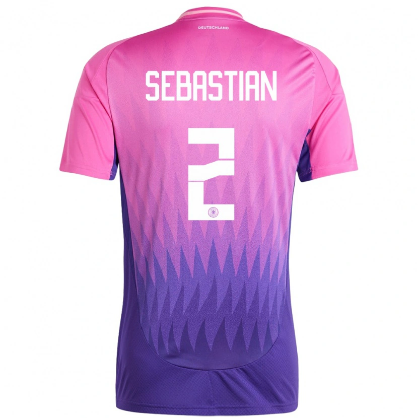 Danxen Mujer Camiseta Alemania Jordy Sebastian #2 Rosado Morado 2ª Equipación 24-26 La Camisa México