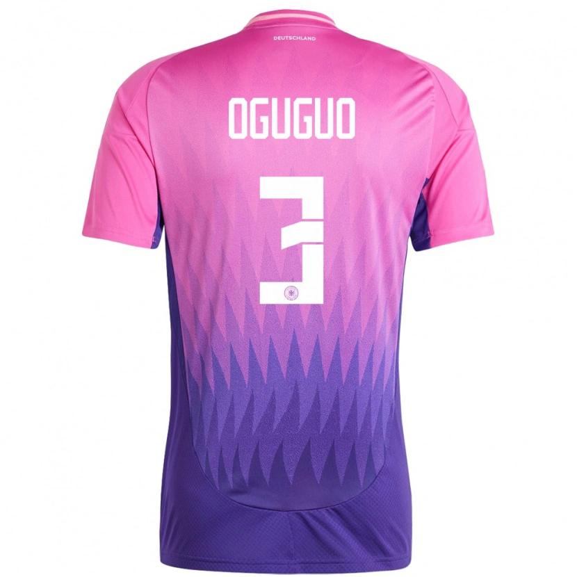 Danxen Mujer Camiseta Alemania Elijah Oguguo #3 Rosado Morado 2ª Equipación 24-26 La Camisa México