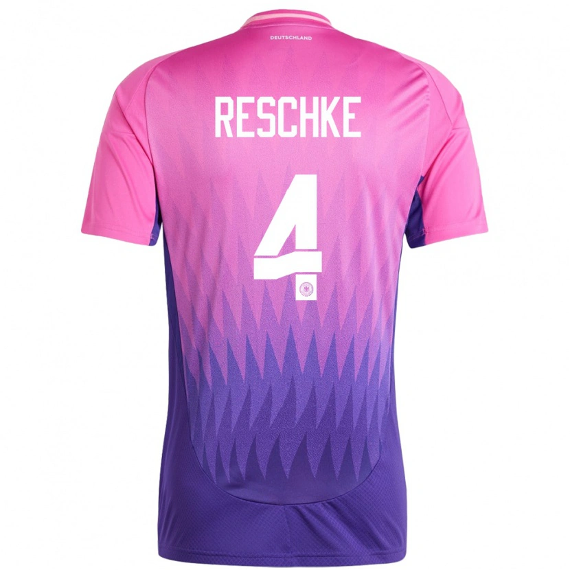 Danxen Mujer Camiseta Alemania Gianluca Reschke #4 Rosado Morado 2ª Equipación 24-26 La Camisa México