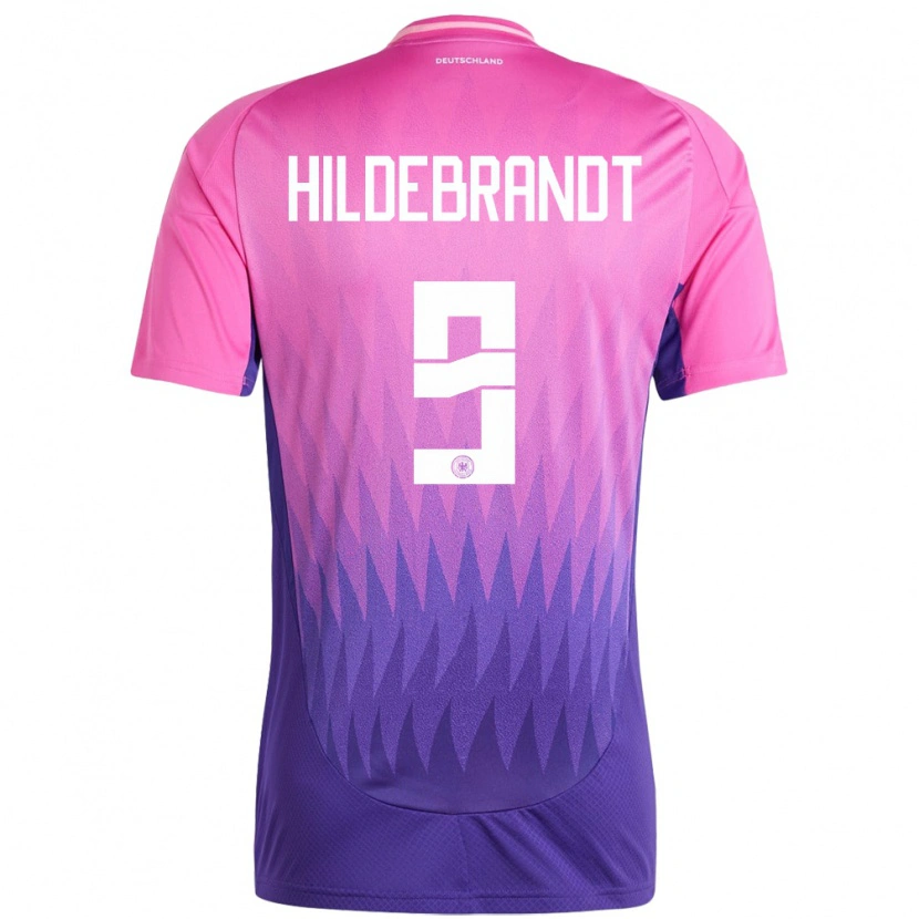 Danxen Mujer Camiseta Alemania Niklas Hildebrandt #9 Rosado Morado 2ª Equipación 24-26 La Camisa México