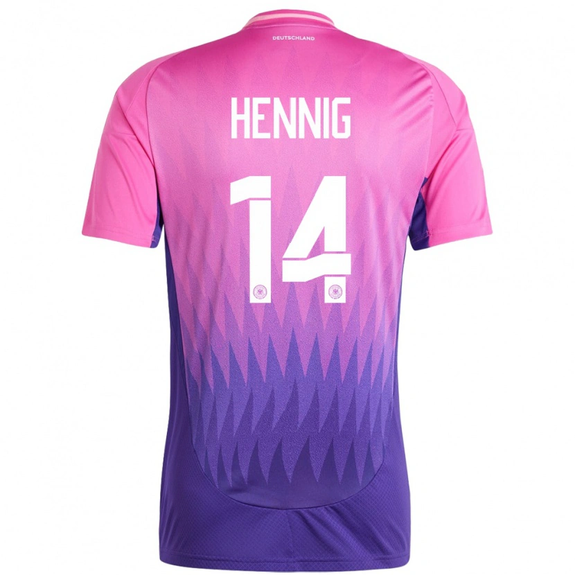Danxen Mujer Camiseta Alemania Maximilian Hennig #14 Rosado Morado 2ª Equipación 24-26 La Camisa México
