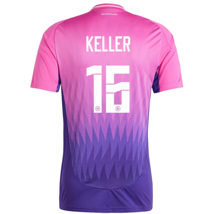 Danxen Mujer Camiseta Alemania Noah Keller #16 Rosado Morado 2ª Equipación 24-26 La Camisa México