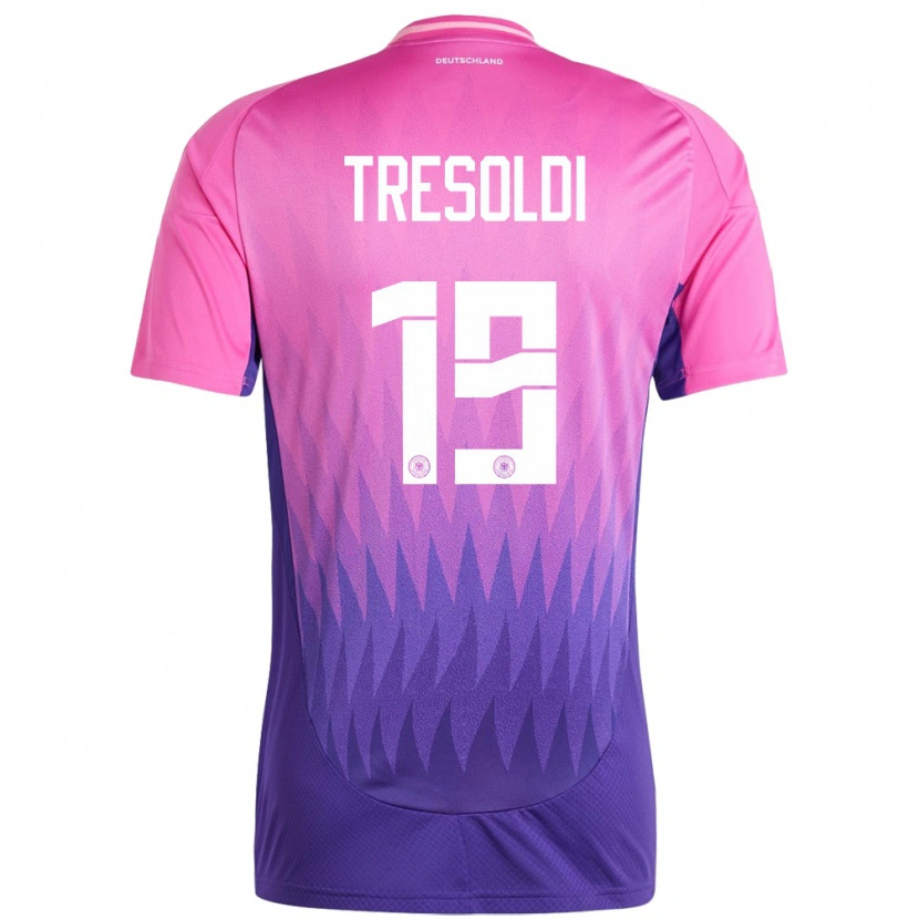 Danxen Mujer Camiseta Alemania Nicolò Tresoldi #19 Rosado Morado 2ª Equipación 24-26 La Camisa México