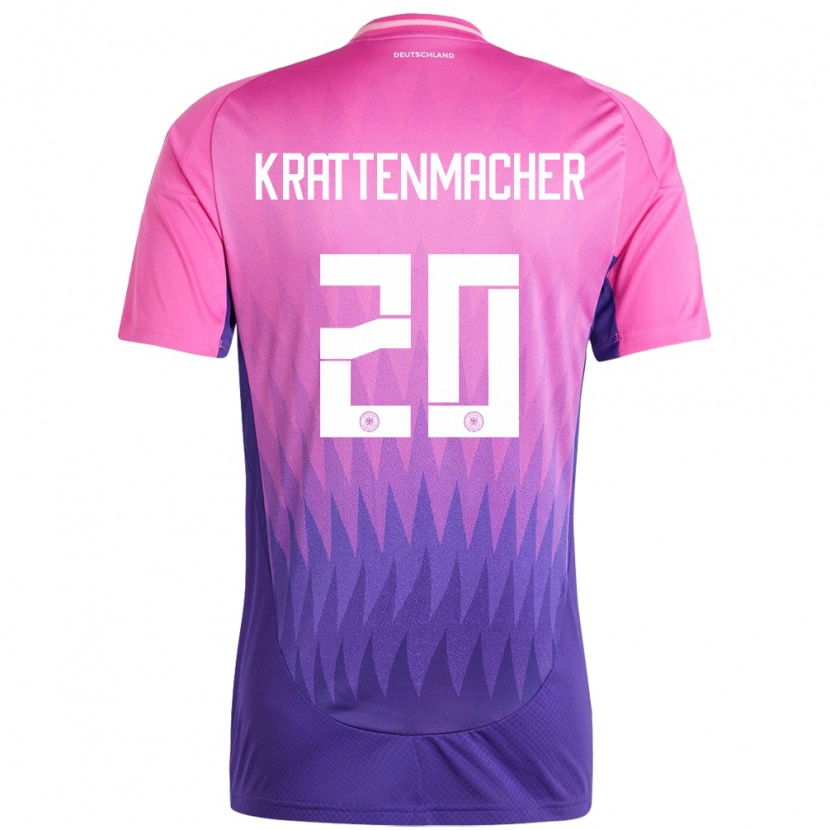 Danxen Mujer Camiseta Alemania Maurice Krattenmacher #20 Rosado Morado 2ª Equipación 24-26 La Camisa México