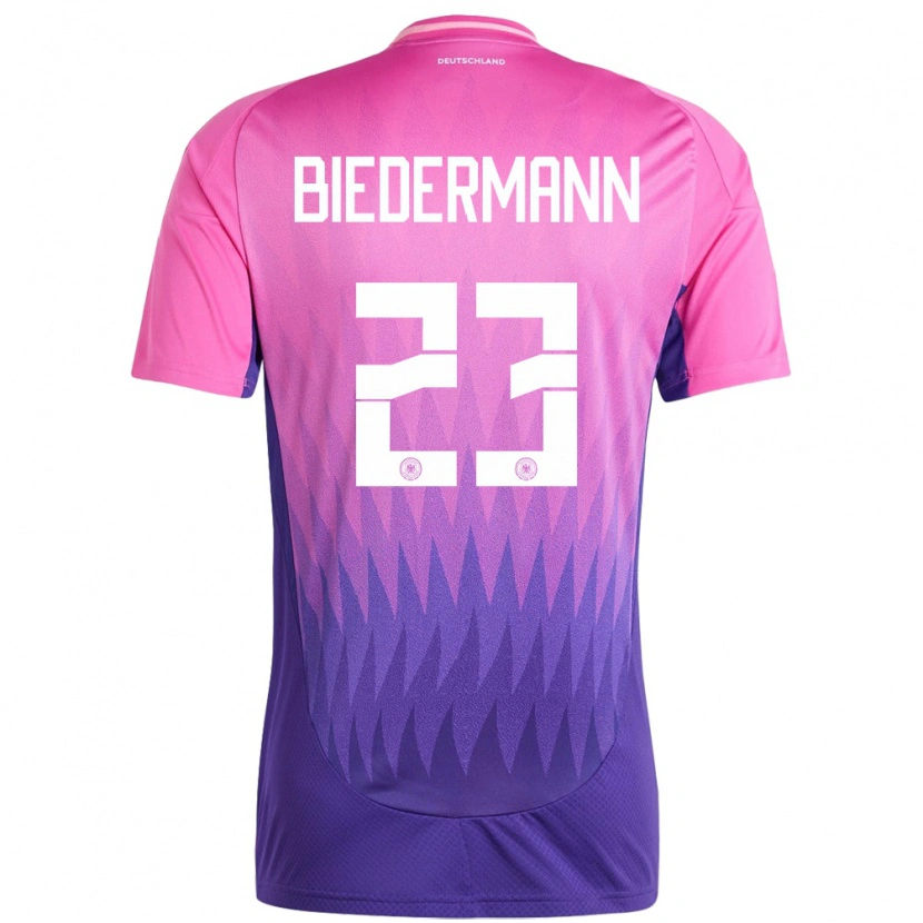 Danxen Mujer Camiseta Alemania Nico Biedermann #23 Rosado Morado 2ª Equipación 24-26 La Camisa México