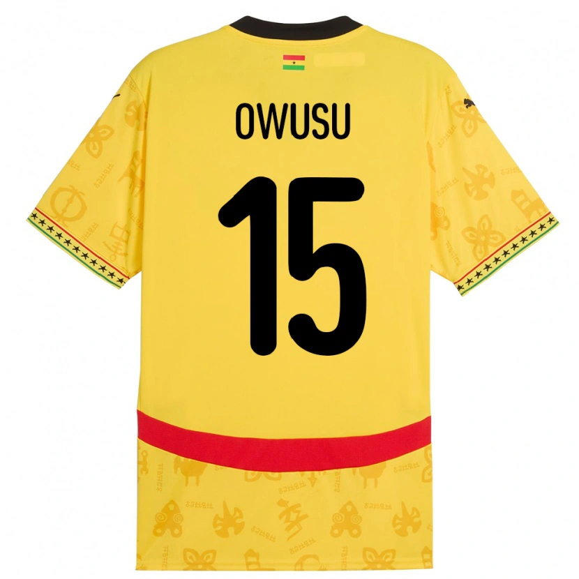 Danxen Mujer Camiseta Ghana Elisha Owusu #15 Amarillo 2ª Equipación 24-26 La Camisa México