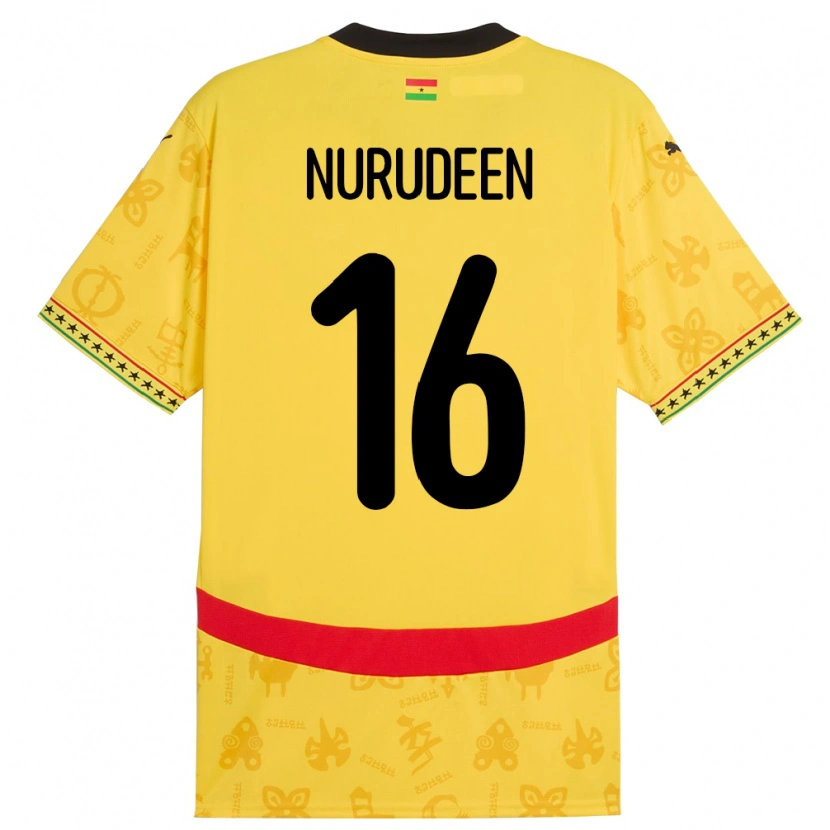 Danxen Mujer Camiseta Ghana Abdul Nurudeen #16 Amarillo 2ª Equipación 24-26 La Camisa México