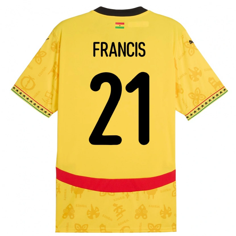 Danxen Mujer Camiseta Ghana Abu Francis #21 Amarillo 2ª Equipación 24-26 La Camisa México
